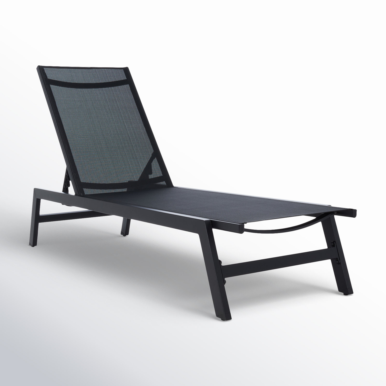 Yves 23.23" Outdoor Aluminum Chaise Lounge, Black