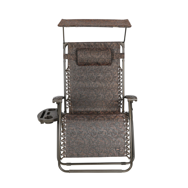  30" Wide XL Zero Gravity Outdoor Lounge Chair w/ Canopy, Gray