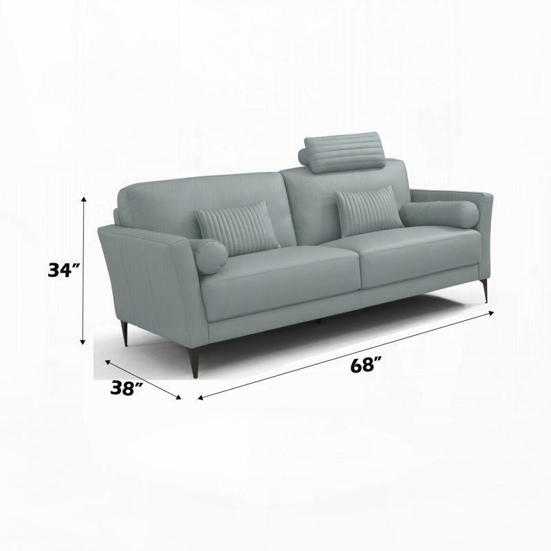 Causeuse moderne avec 5 coussins, Bleu clair, similicuir gris clair