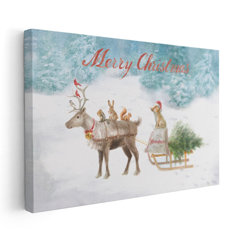 «Woodland Celebration I Christmas», reproduction d'art sur toile, H 24 po x l 36 po