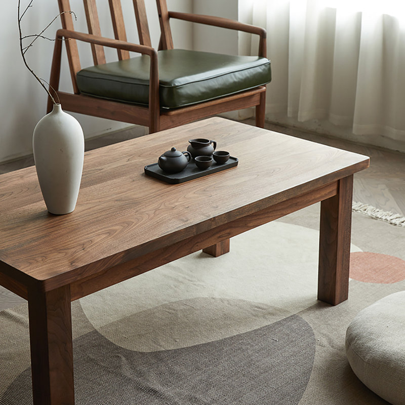Ash wood rectangular end table, 18.1" H x 39.4" L x 23.6" W