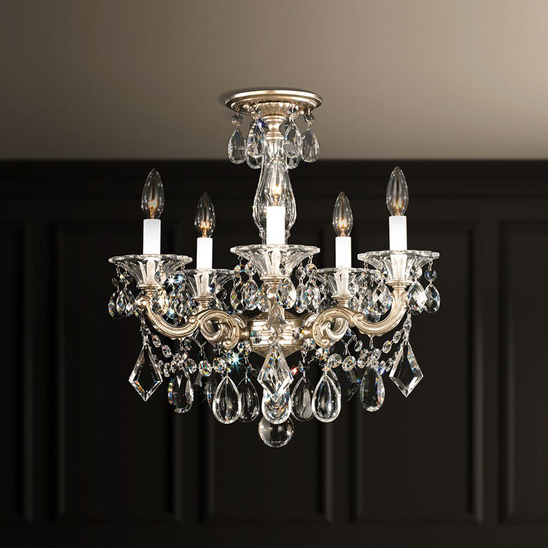 La Scala 5 - Light Chandelier, French Gold, Heritage Clear
