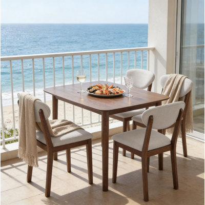 Modern Style 5-Piece Compact Dining Set, Space-Saving Kitchen Table with Chairs for Small Dining Areas, Cream White
