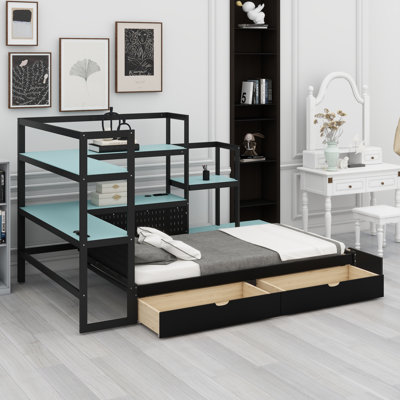 Space-Saving Gaming Bed with Storage, Built-in Desk, LED Accents & Charging Hub
