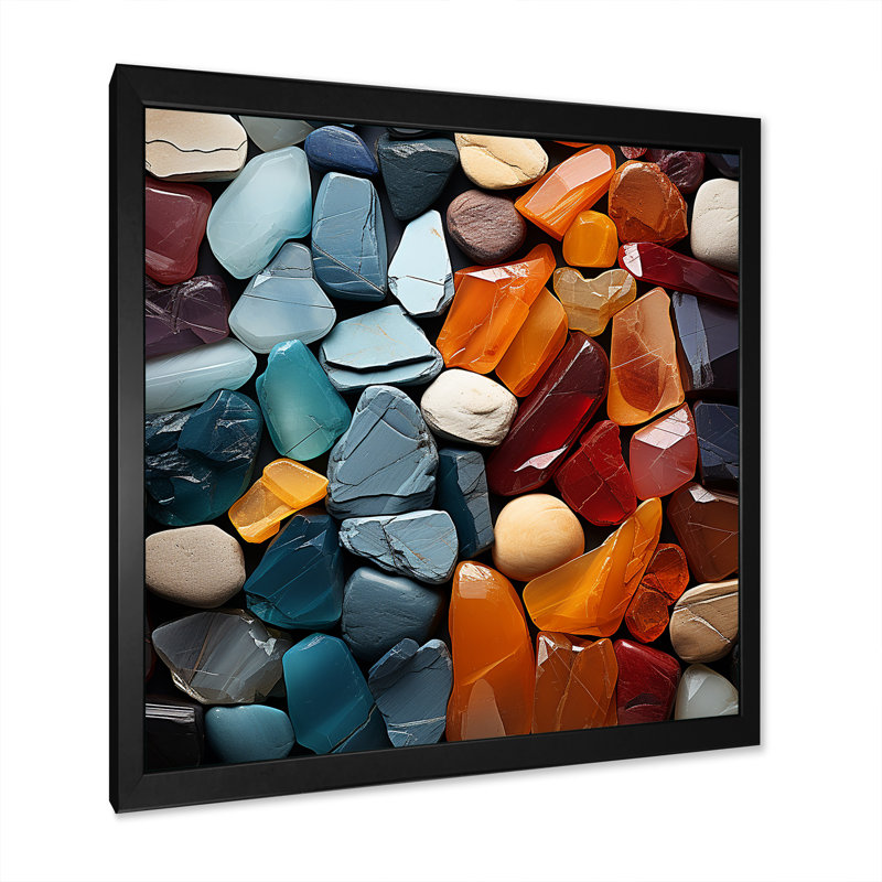 «Angelite Spiritual Stones», impression sur toile encadrée, Cadre simple noir, H 16 po x l 16 po x P 1 po