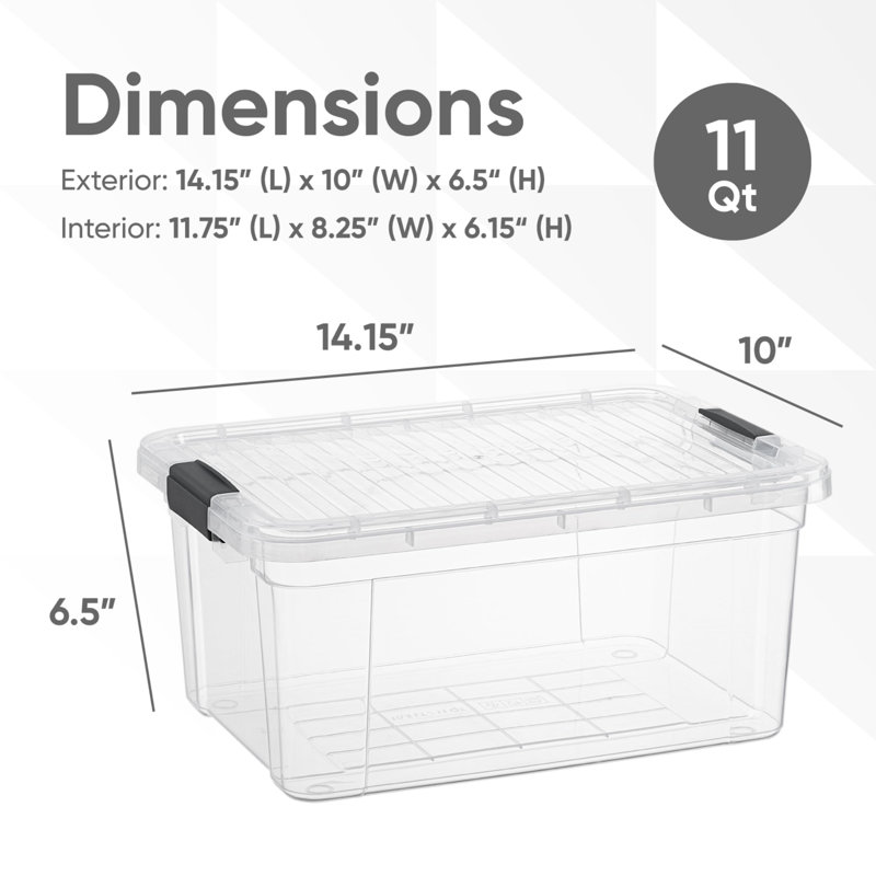  Clear Storage Boxes with Lids, 11 Quart Plastic Container Bins for Organizing, Stackable Crates, BPA Free, Non Toxic, Odor Free, Organizers for Home, Office, School, and Dorm, 10 Pack