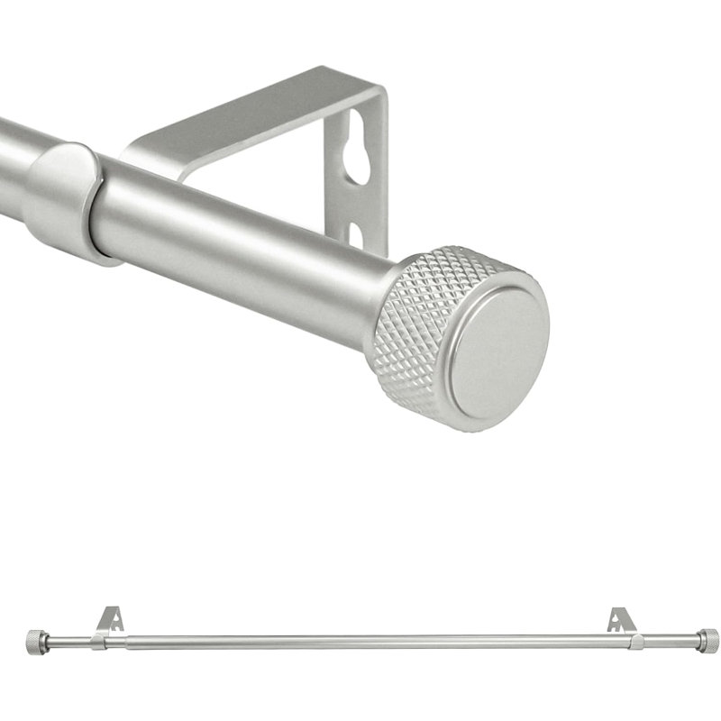 Ensemble de tringle à rideaux simple ajustable de 5/8 po de diamètre avec faiteaux Maniglia,, 48", Étain