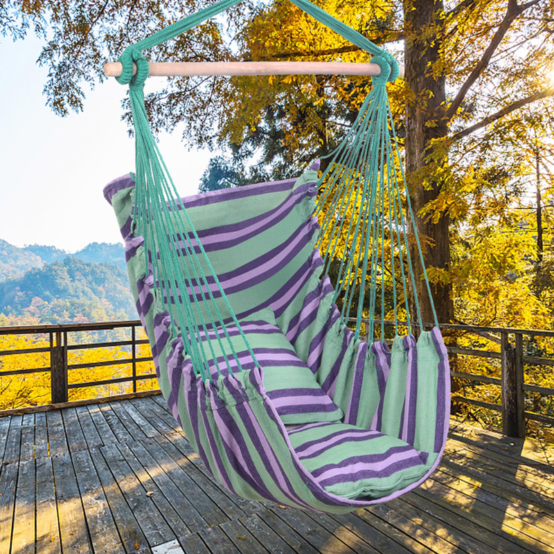 Chaise hamac Hayoon, Vert / mauve / rose