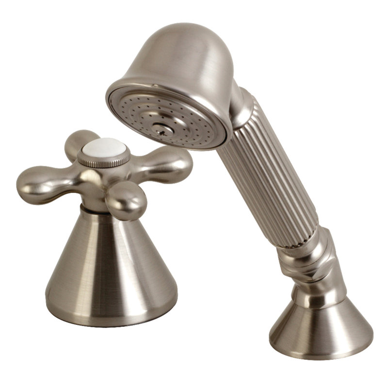 Kingston Brass Deck Mount Hand Shower with Diverter for Roman Tub Faucet, Brushed Nickel