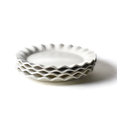 Signature White Ruffle Round Platter Set Of 4