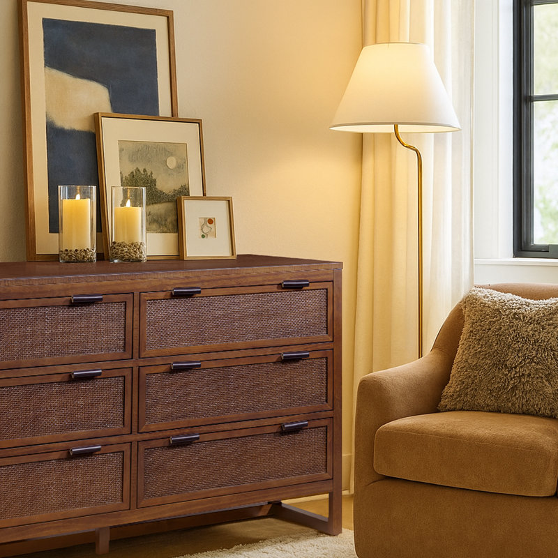 Solid Wood 140cm W 6 - Drawer Chest of Drawers, Walnut