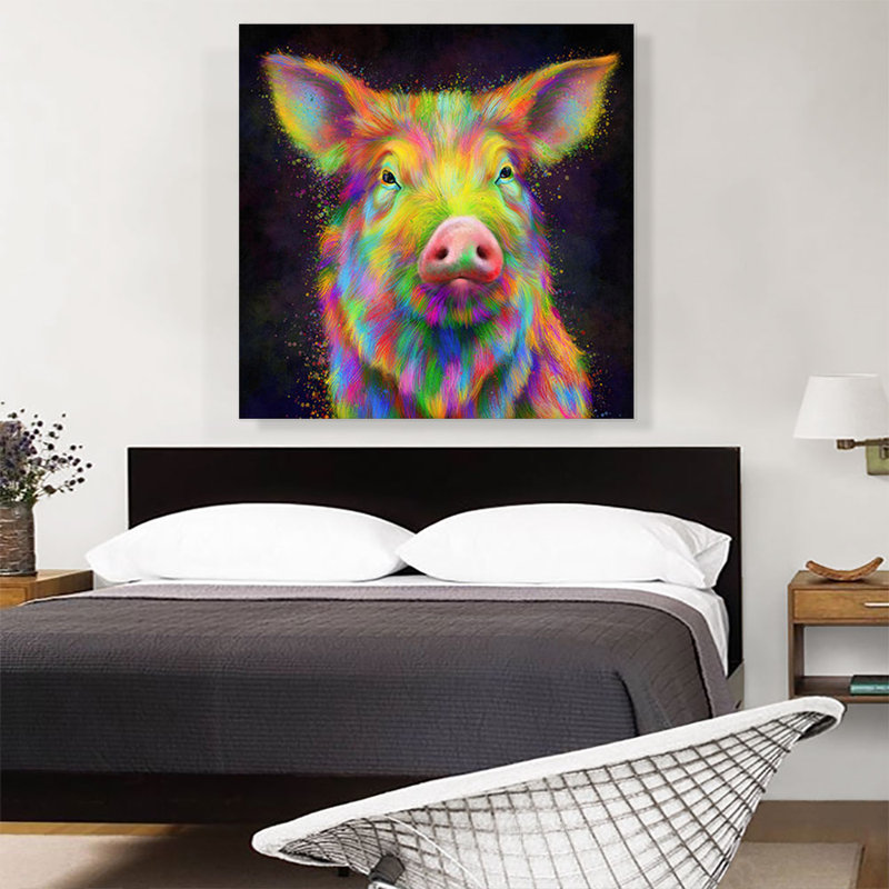 «Pig Farm Animal», impression sur toile tendue, H 36 po x l 36 po x 1,5 po