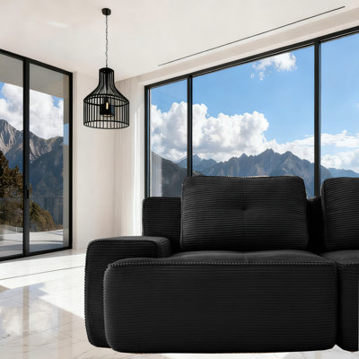 153" Modern U-Shaped Modular Sectional Sofa for Living Room, Corduroy Fabric,4-Seater Couch with Deep Seat with 2-Movable Ottoman, No Assembly for Liv by Latitude Run