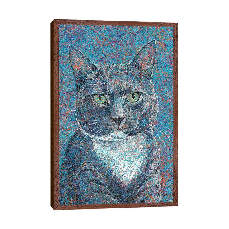 Kitty Cat Drip 1 Piece Painting on Canvas, 66.04 cm H x 45.72 cm W, Classic Wood Framed