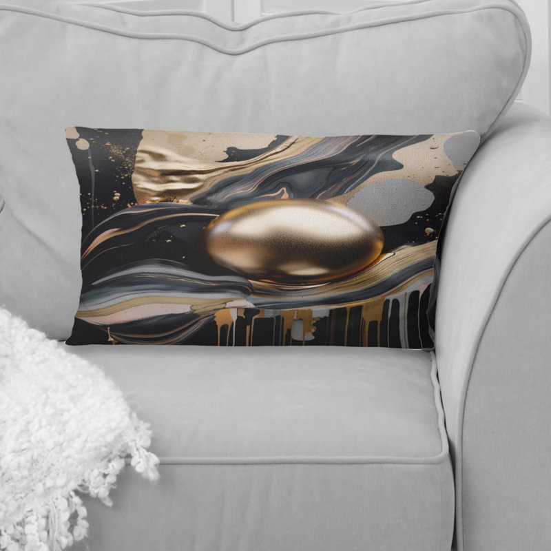 Coussin décoratif en marbre doré et noir Euphoria III