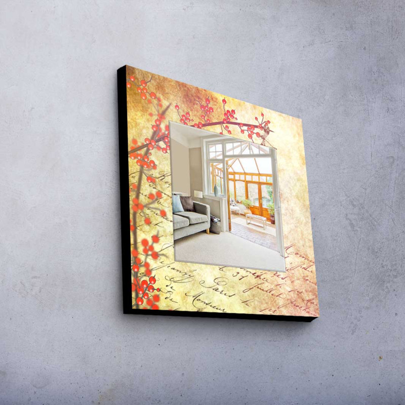 Élégant miroir décoratif avec cadre 100% bois de pin, 19,7 po x 19,7 po | Miroir en verre véritable (épaisseur: 0,2 pouce) | Peinture sur tissu élégante | Parfait pour la décoration intérieure et le vestibule, design durable et chic