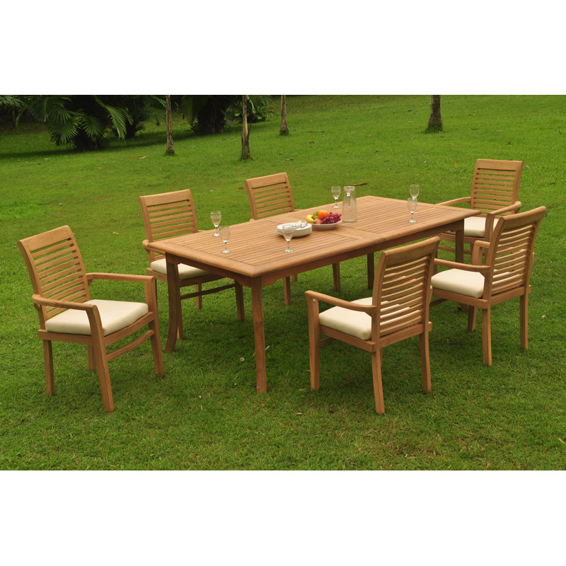 Salvatore Outdoor 11 - Piece Teak Dining Set, 30.5" H x 117" L x 40" W, 6