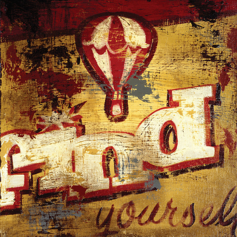 « you attend you you » par rodney’s, affiche rétro blanche sur toile tendue, H 24 po x l 24 po x P 1,5 po