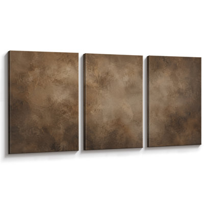Tableau abstrait atmosphérique aux tons chauds de brun taupe et de terre superposés, idéal pour le salon. Impression giclée sur toile encadrée, 3 pièces - 61 x 91 cm (24 x 36 pouces).