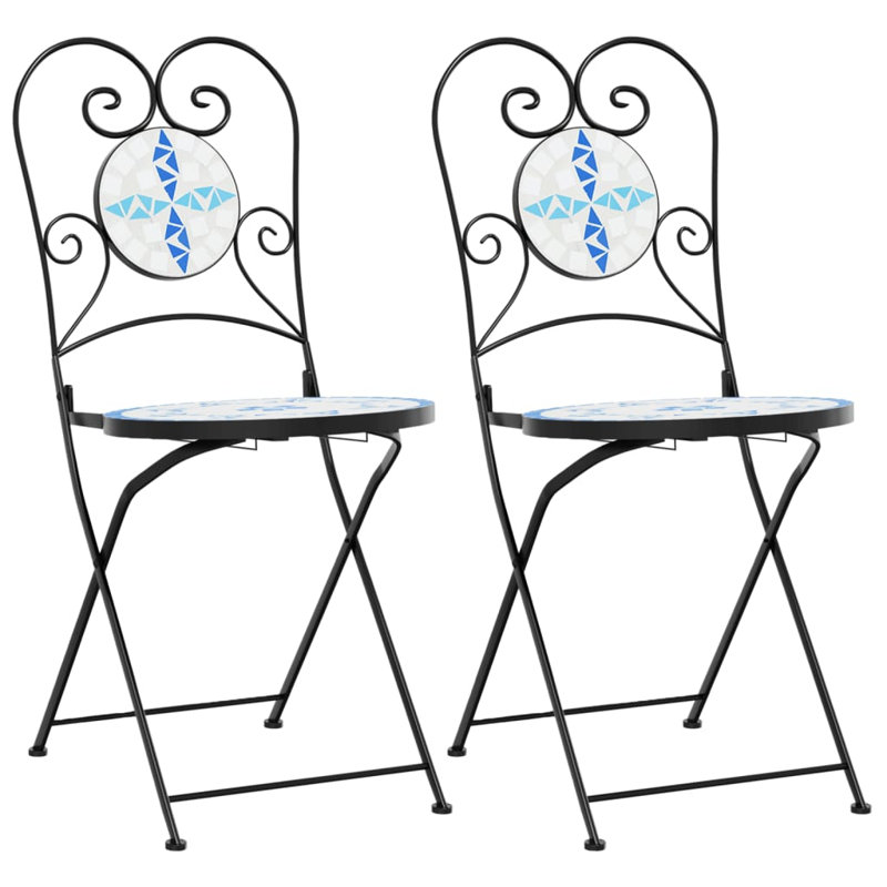 Chaise pliante d'extérieur pliante pour terrasse en céramique, Blue/White