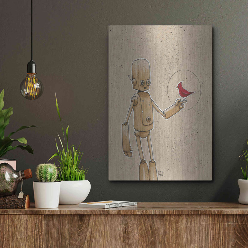 «Ink Bot Cardinal» par Craig Snodgrass, art mural en métal, H 16 po x l 12 po