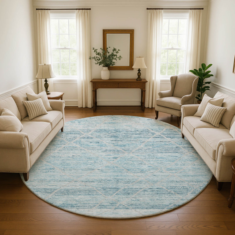 Premium Machine Washable Honig AMF1658 Diamonds Rug, Round 8'