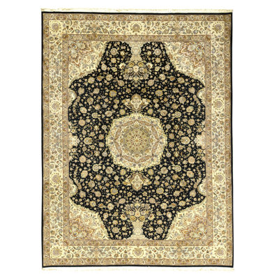 Tapis rectangulaire en laine noué à la main