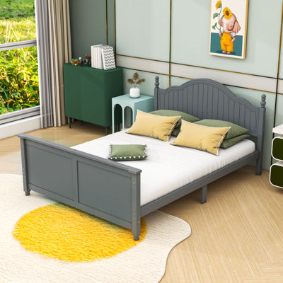 Wooden Frame Platform Bed With Safety Guardrails