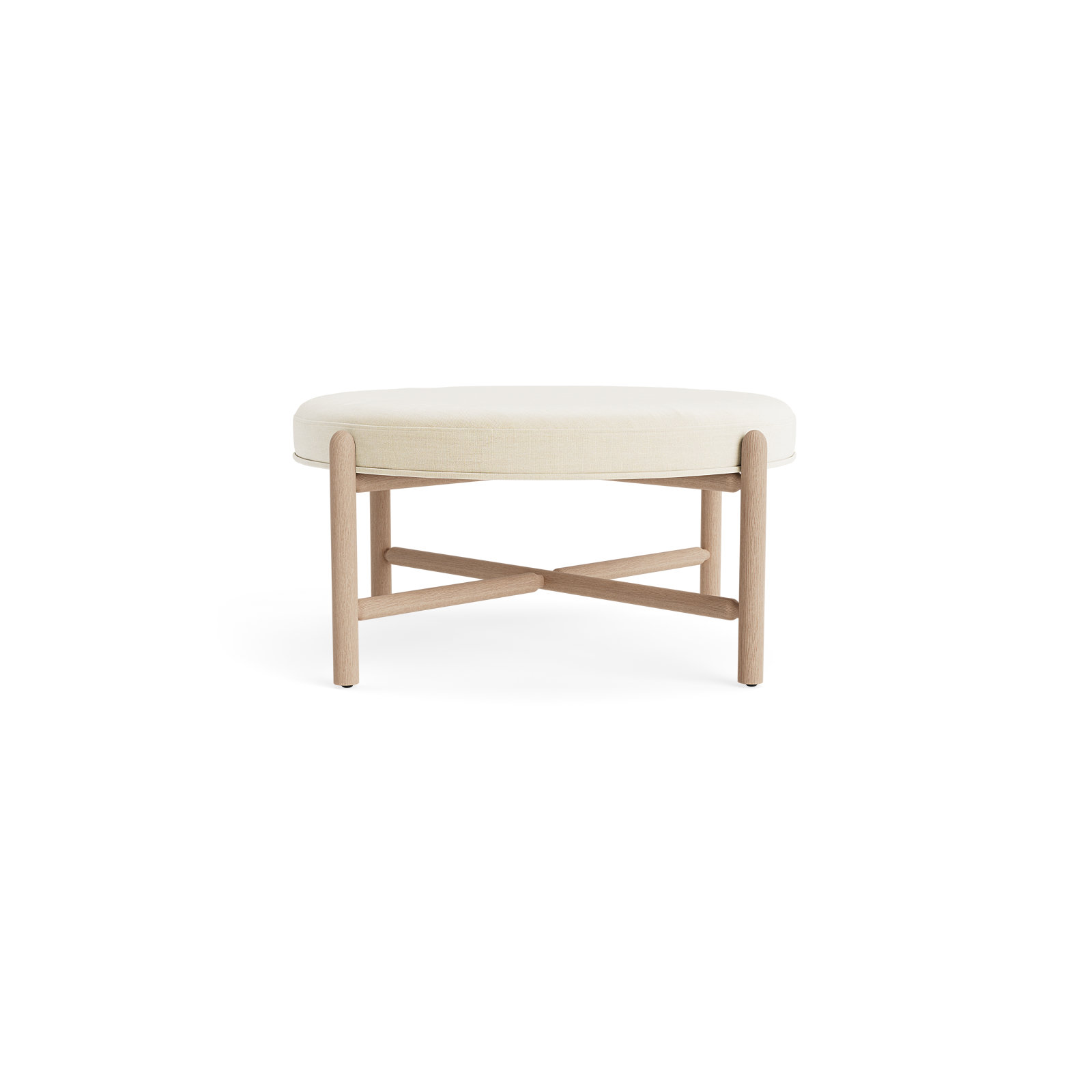 Vane 36" Round Ottoman, Cream, Oak