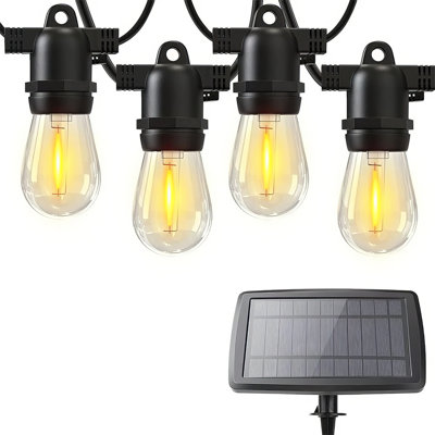 27FT 12-Bulb Solar Powered Outdoor Standard LED String Lights Shatterproof