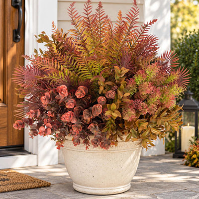 Lot de 8 plantes artificielles d'automne résistantes aux UV pour la décoration de votre porche extérieur