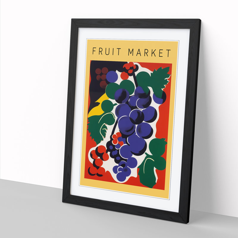 Fruit Market Exhibition Grapes - Single Picture Frame Print on Wood, 34cm H x 25cm W x 2cm D