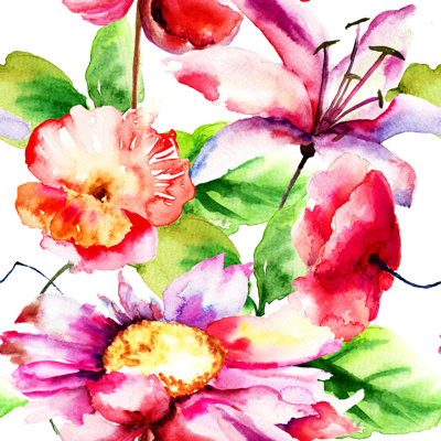 Ridgeside Seamless Flower Pattern by Ateli - Wrapped Canvas Painting