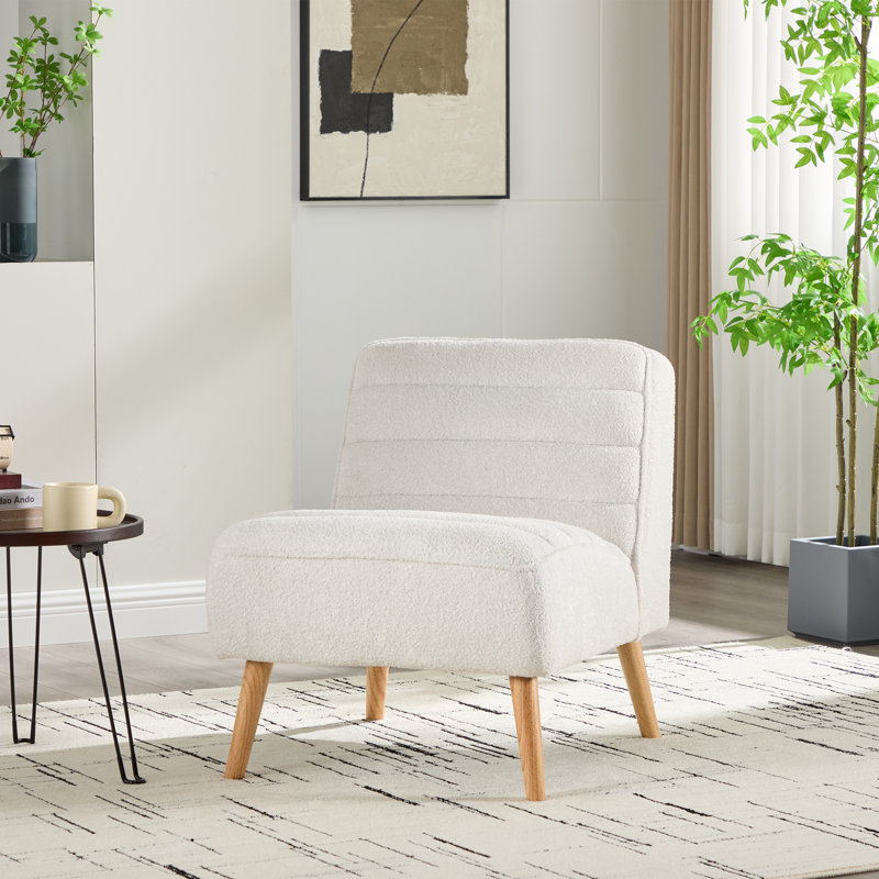 Chaise d'appoint rembourrée Mordern, Ivoire ivoire