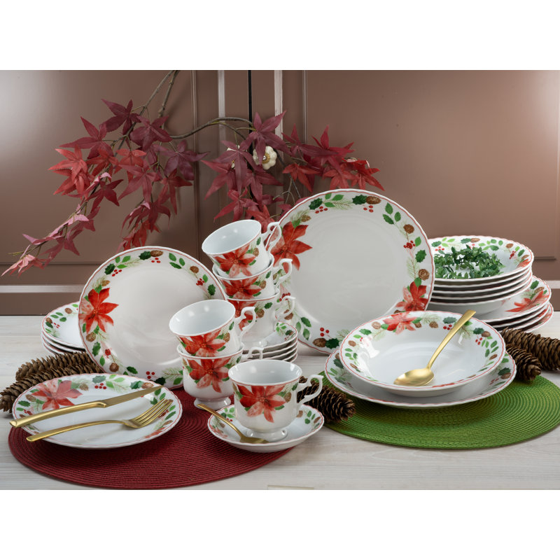 Ivona 30 Piece Porcelain China Dinnerware Set - Service for 6
