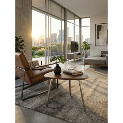     Pangea Home Hal 3 Legs End Table - Hal Accent Table – Modern Side Table for Living Room, Bedroom, or Lounge Spaces - Walnut Side Table