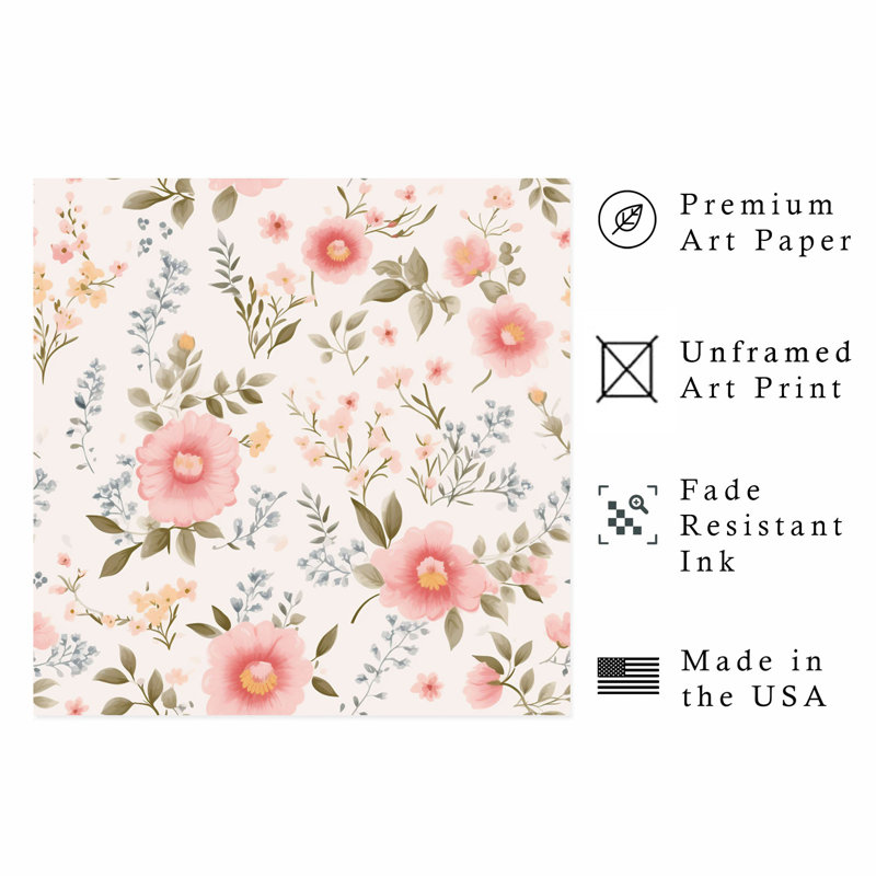 «Floral Flowers II», reproduction d'art sans cadre, H 28 po x l 28 po