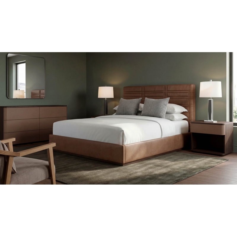 Milan Upholstered Bed, Brown