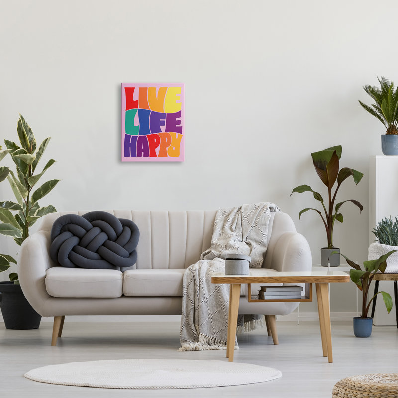 «Au-994», toile «Live Life Happy Rainbow», phrase sur toile par Jo Taylor, impression, H 20 po x l 16 po x P 1,5 po