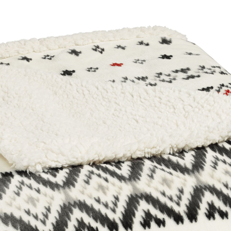 Mountain Village Blue Reversible Sherpa Fleece Queen Blanket