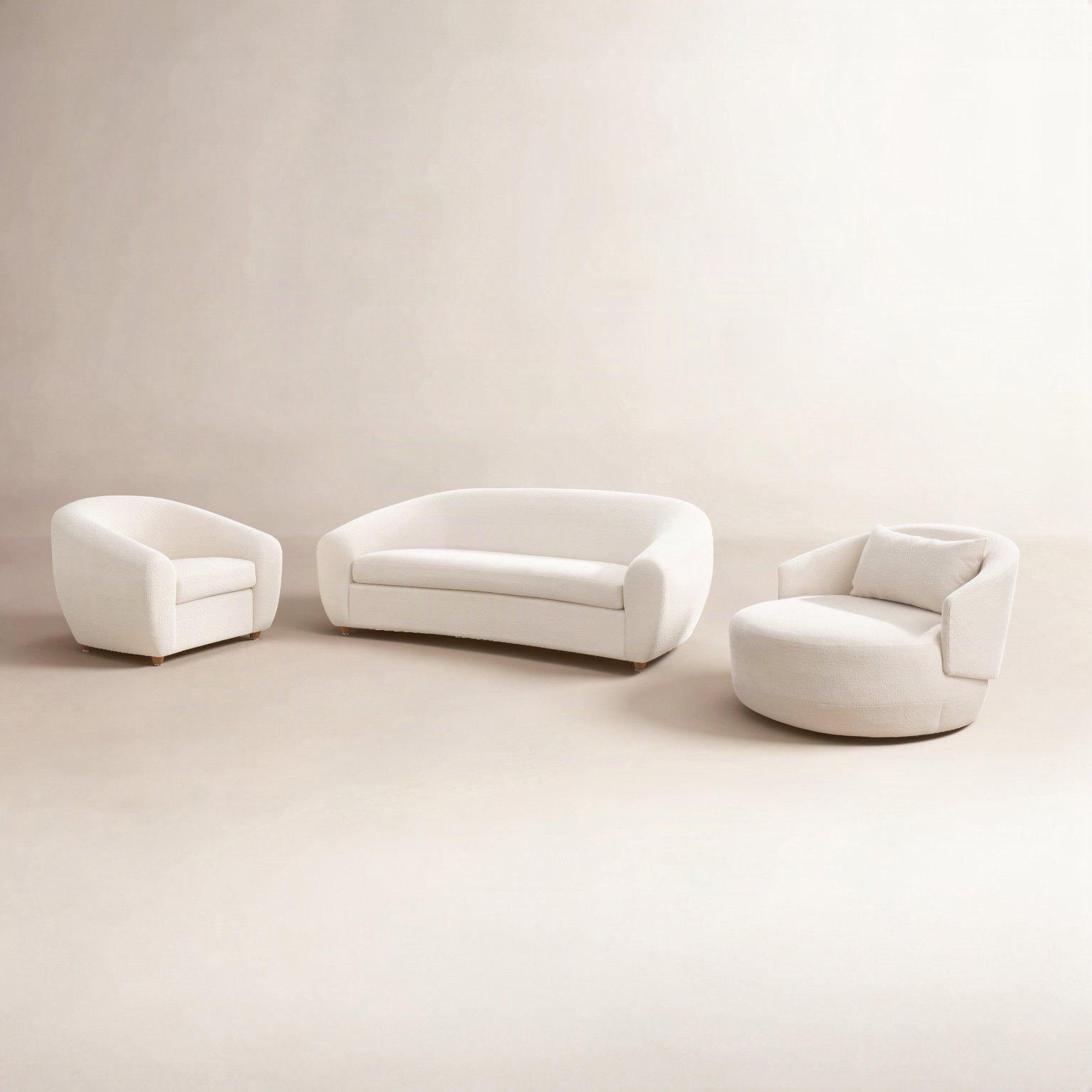 3-Piece Boucle Living Room Set