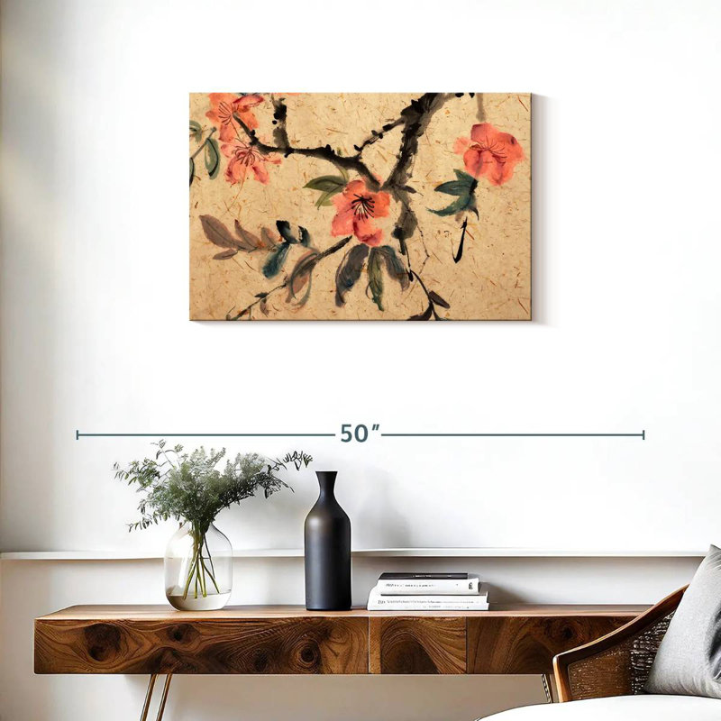 Harnek abstrait floral chinois, H 20 po x l 30 po