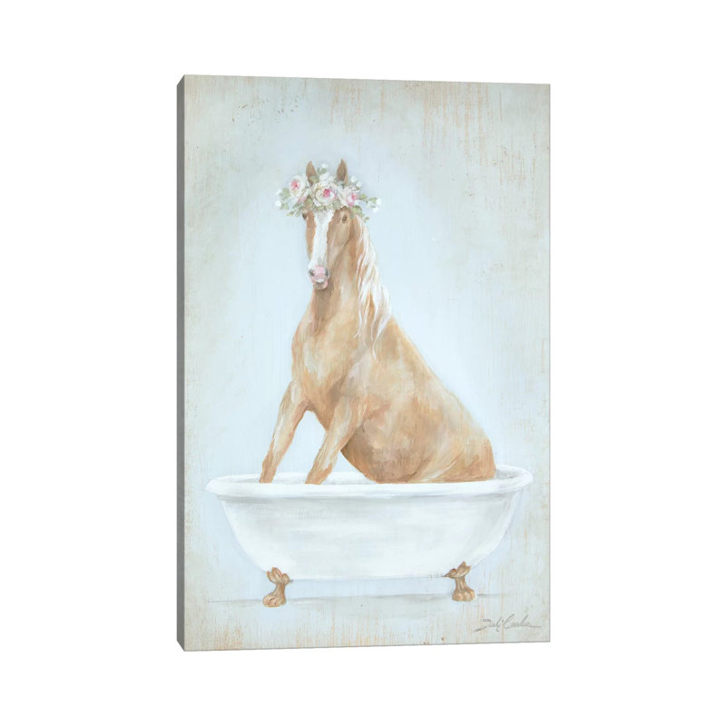 Horse In A Tub by Debi Coules - Wrapped Canvas Print, 20.32 cm H x 30.48 cm W