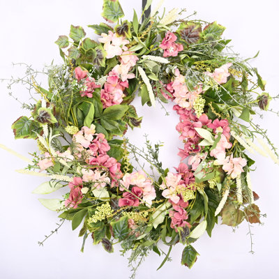 26" Faux Hydrangea Spring Front Door Wreath