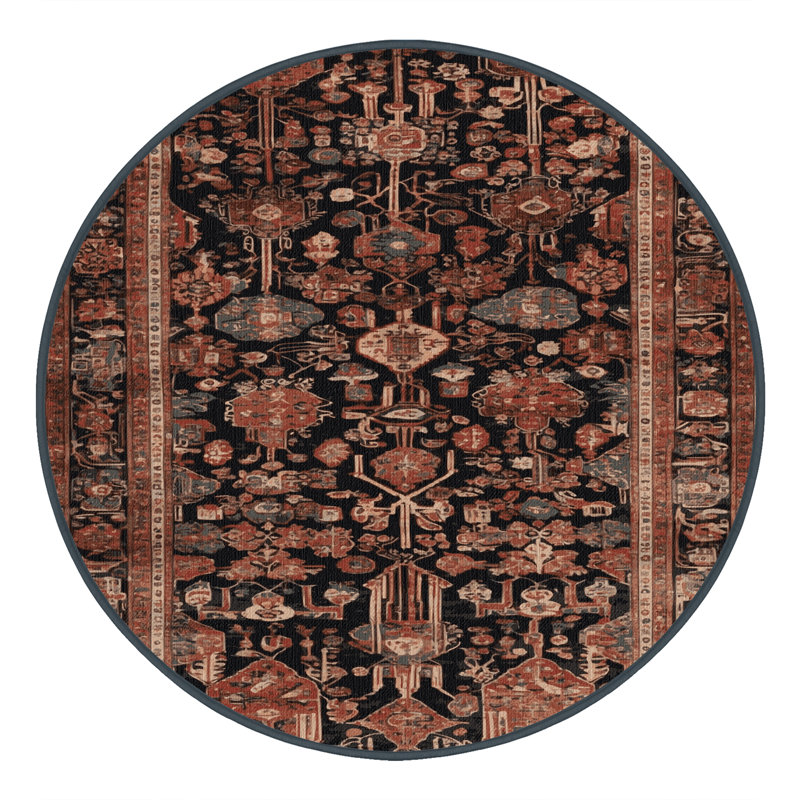 Tapis brun lavable à la machine, Rond 4 pi