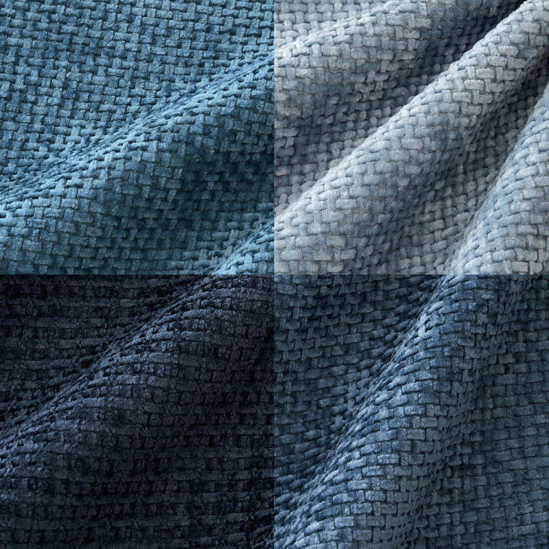 Set Of 4 16X16 Inch Blue Chenille Throw Pillow Covers, Coastal Farmhouse Boho Accent For Sofa, Neutral Blue