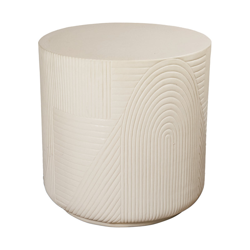 Serenity Outdoor Round Side Table, Linen Semi Gloss