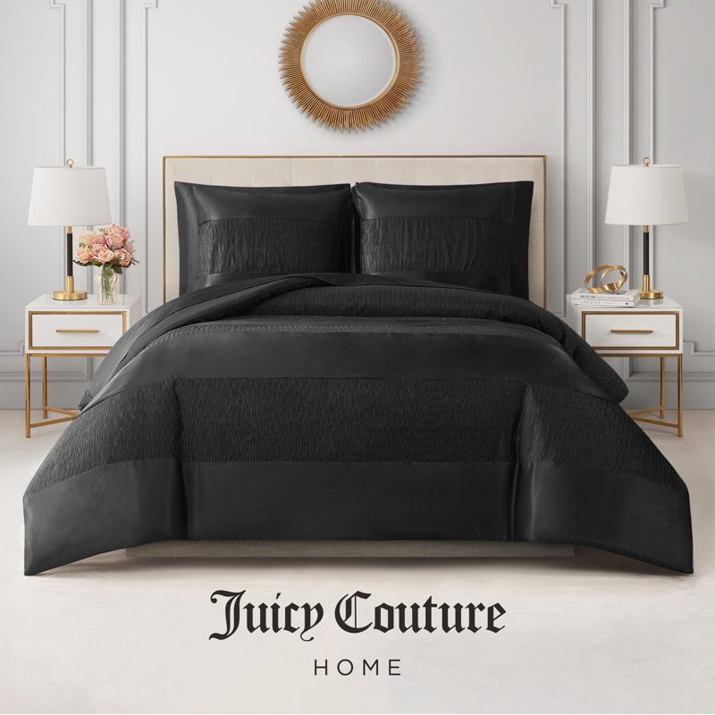 Juicy Couture Glam Night Black Stripe Comforter Set, Twin XL Comforter + 3 Additional Pieces