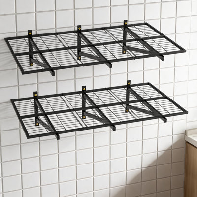 Étagères murales robustes pour garage – Rangement métallique 1x4 pi / 2x4 pi pour l'organisation du garage – Lot de 1/2