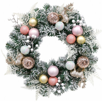 Couronne de Noël pré-illuminée de 50/60 cm avec lumières DEL et rennes scintillants, 8 modes d'éclairage et minuterie de 6 heures pour la décoration de porte d'entrée, de mur et de foyer